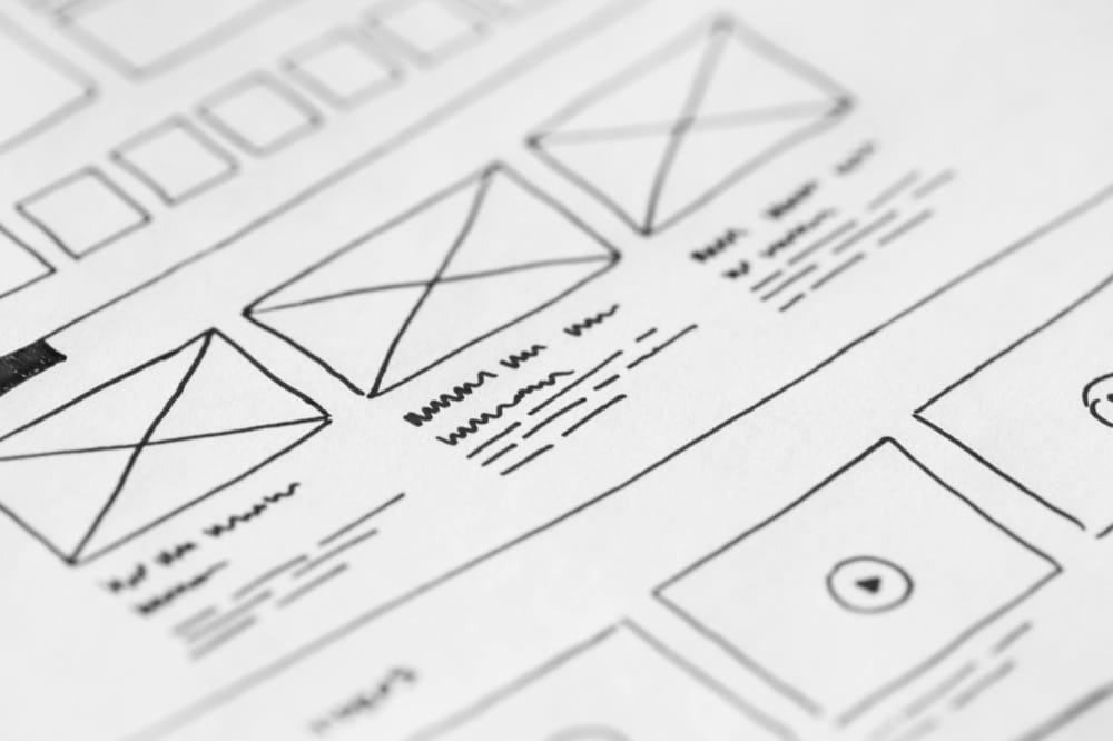a wireframe of a website with components