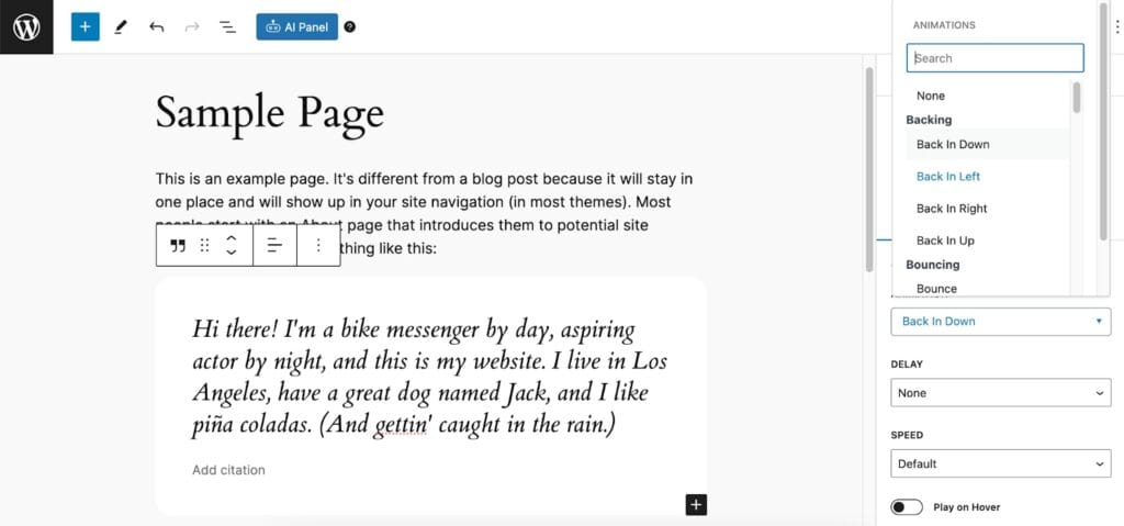adding animation in wordpress using plugins