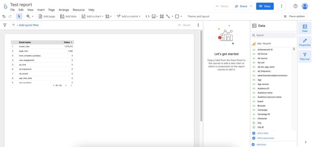 Screenshot looker studio