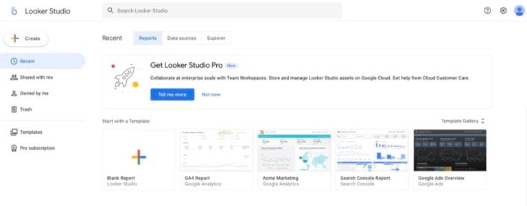 How to make a Google Analytics report in Looker studio | Kahunam