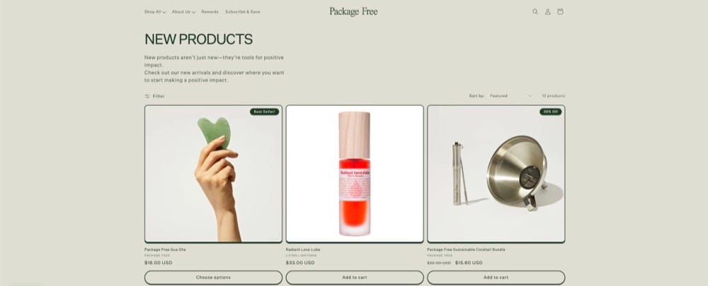 Screenshot collection page example